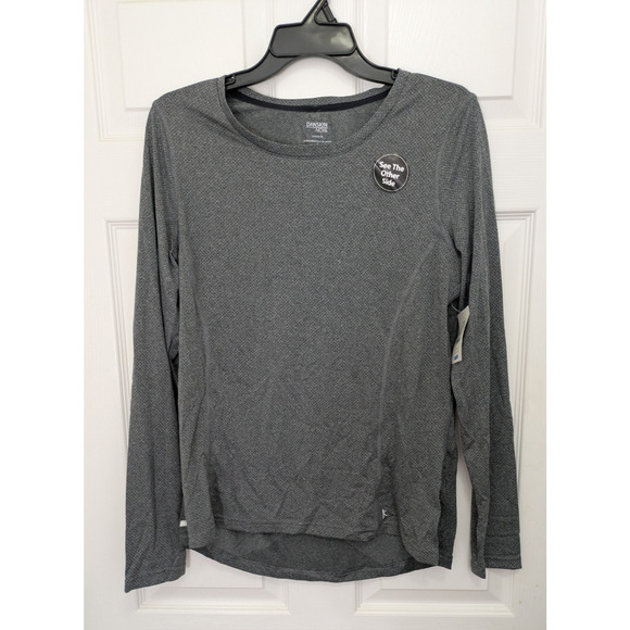 Danskin Now Performance Semi Fitted Long Sleeve Top Activewear Gray Large 12-14 - Picture 1 of 3